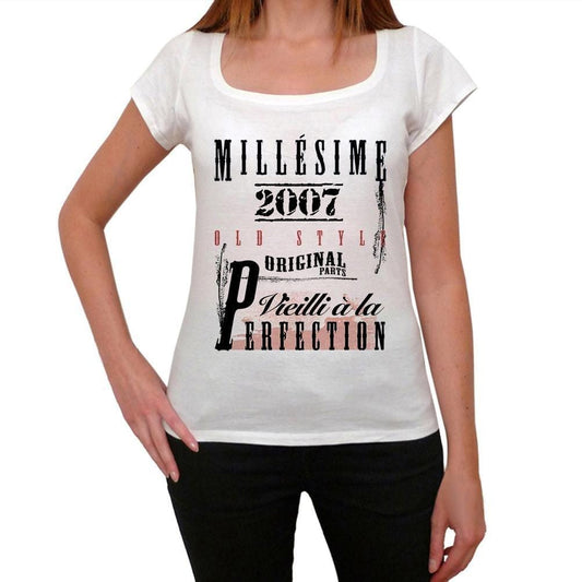 2007, T-shirt femme, manches courtes, cadeaux,anniversaire, blanc