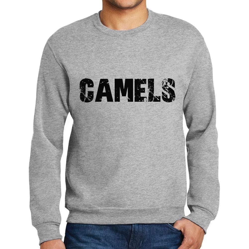 Ultrabasic Homme Imprimé Graphique Sweat-Shirt Popular Words Camels Gris Chiné