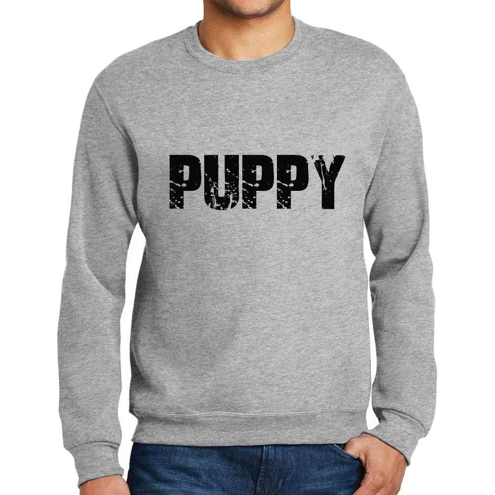 Ultrabasic Homme Imprimé Graphique Sweat-Shirt Popular Words Puppy Gris Chiné