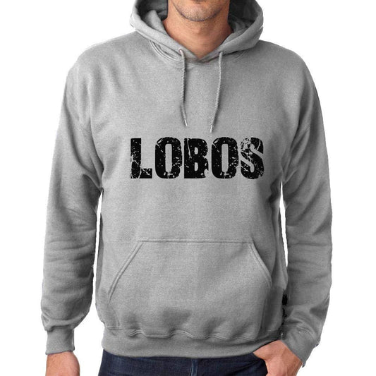 Ultrabasic Homme Femme Unisex Sweat à Capuche Hoodie Popular Words Lobos Gris Chiné