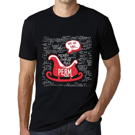 Ultrabasic Homme T-Shirt Graphique Merry Christmas from PERM Noir Profond