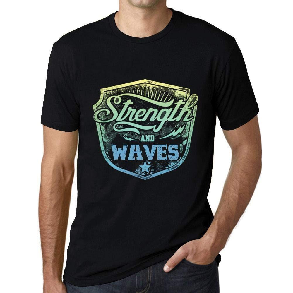 Homme T-Shirt Graphique Imprimé Vintage Tee Strength and Waves Noir Profond