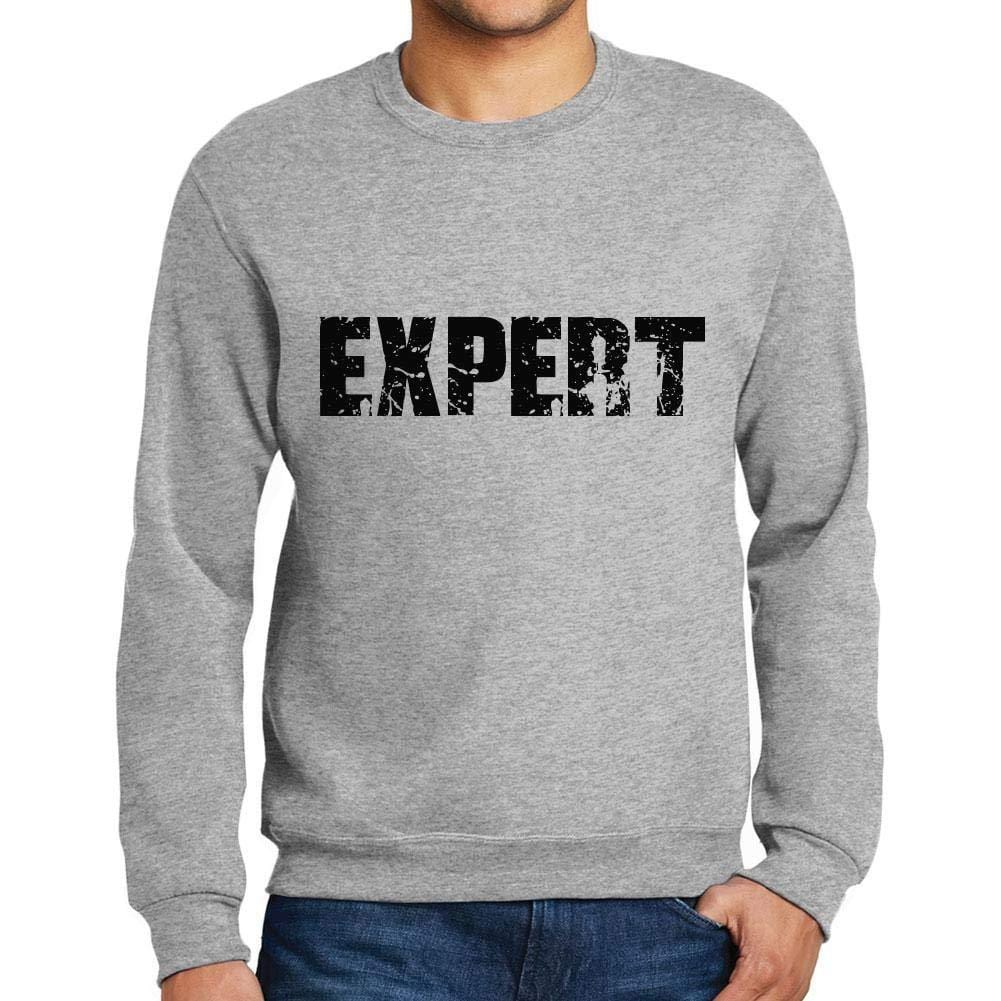 Ultrabasic Homme Imprimé Graphique Sweat-Shirt Popular Words Expert Gris Chiné