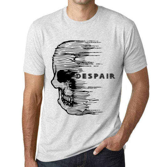Homme T-Shirt Graphique Imprimé Vintage Tee Anxiety Skull Despair Blanc Chiné
