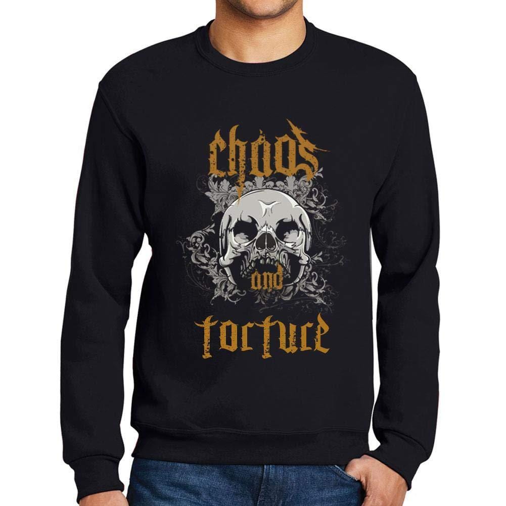 Ultrabasic - Homme Imprimé Graphique Sweat-Shirt Chaos and Torture Noir Profond