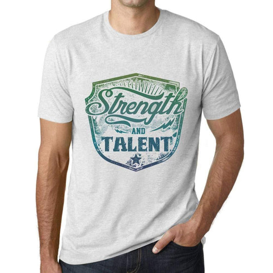 Homme T-Shirt Graphique Imprimé Vintage Tee Strength and Talent Blanc Chiné