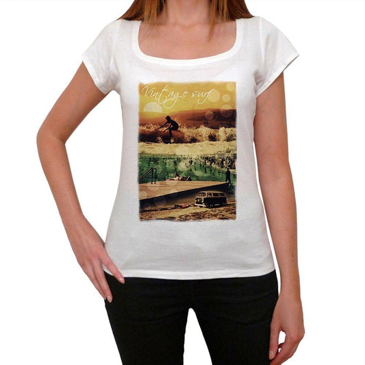 Vintage Surf Beach T-Shirt Femme,Blanc