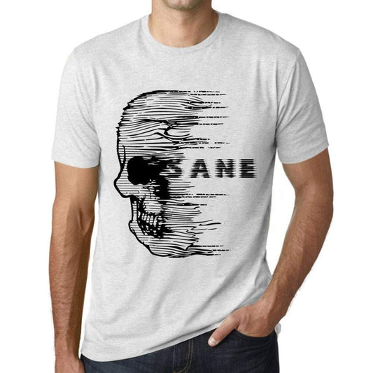 Homme T-Shirt Graphique Imprimé Vintage Tee Anxiety Skull Sane Blanc Chiné