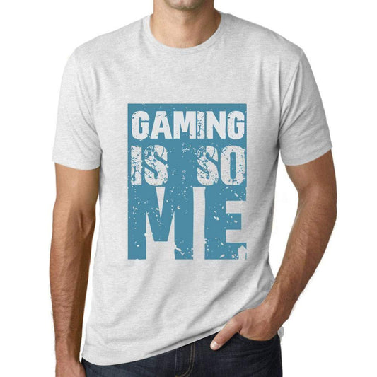 Homme T-Shirt Graphique Gaming is So Me Blanc Chiné
