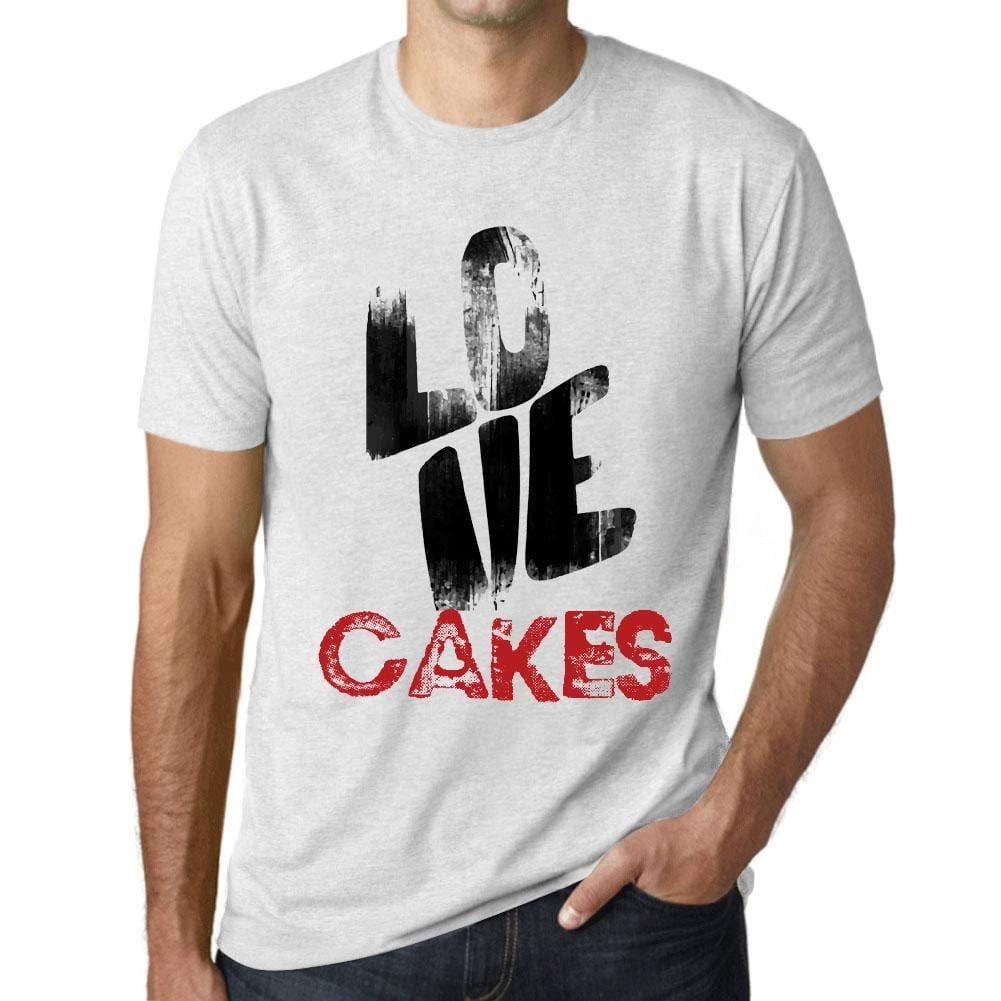 Ultrabasic - Homme T-Shirt Graphique Love Cakes Blanc Chiné