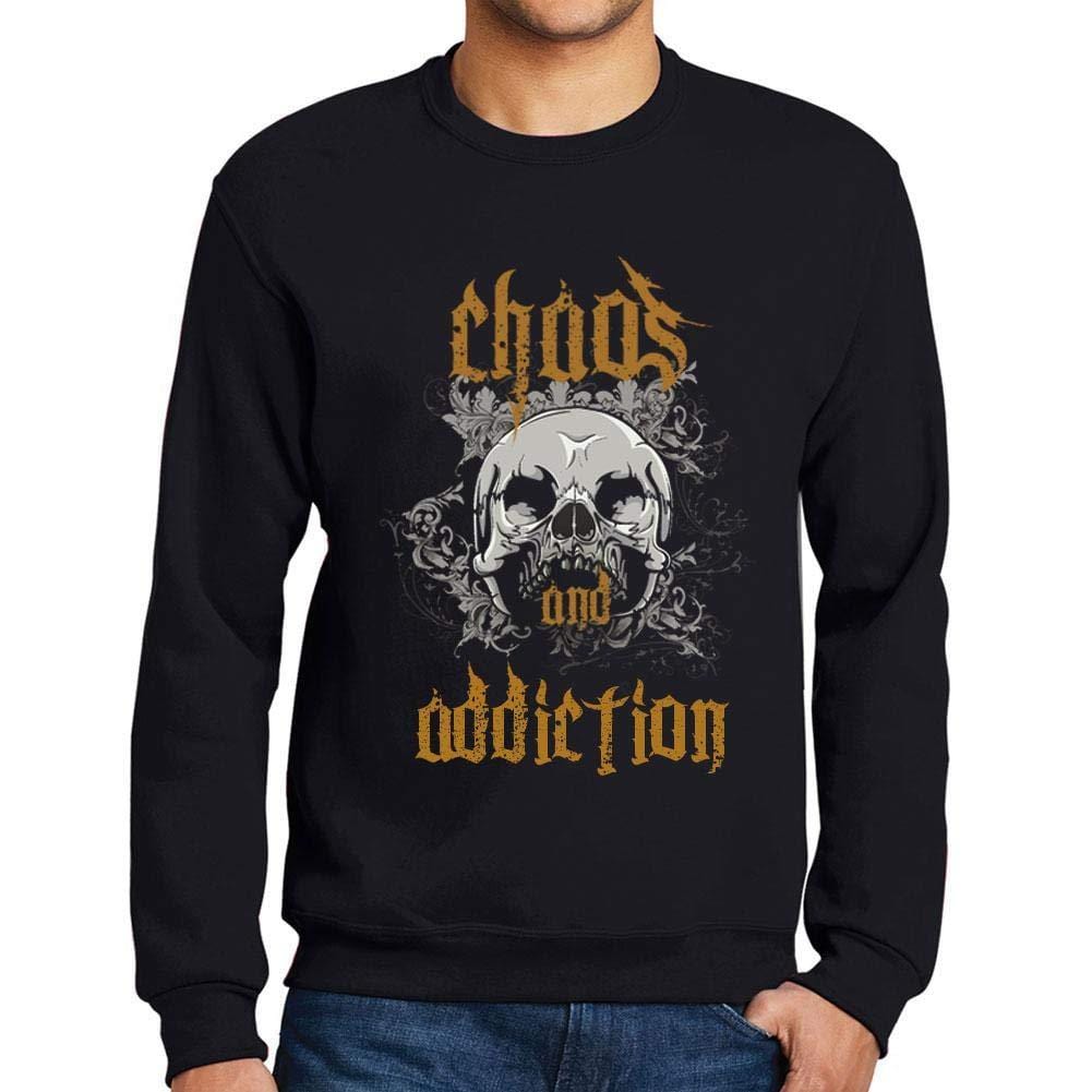 Ultrabasic - Homme Imprimé Graphique Sweat-Shirt Chaos and Addiction Noir Profond