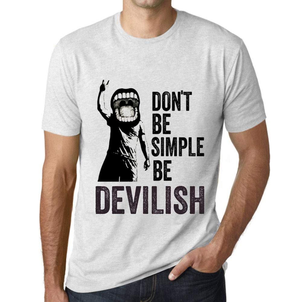 Ultrabasic Homme T-Shirt Graphique Don't Be Simple Be Devilish Blanc Chiné