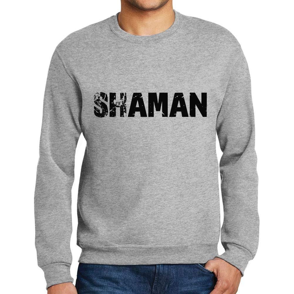 Ultrabasic Homme Imprimé Graphique Sweat-Shirt Popular Words Shaman Gris Chiné