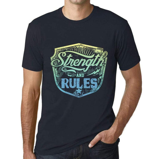 Homme T-Shirt Graphique Imprimé Vintage Tee Strength and Rules Marine