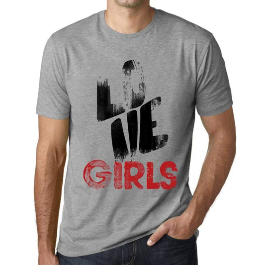 Ultrabasic - Homme T-Shirt Graphique Love Girls Gris Chiné