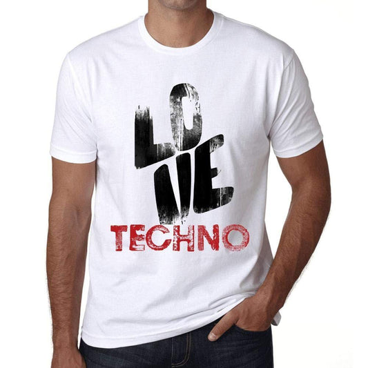 Ultrabasic - Homme T-Shirt Graphique Love Techno Blanc