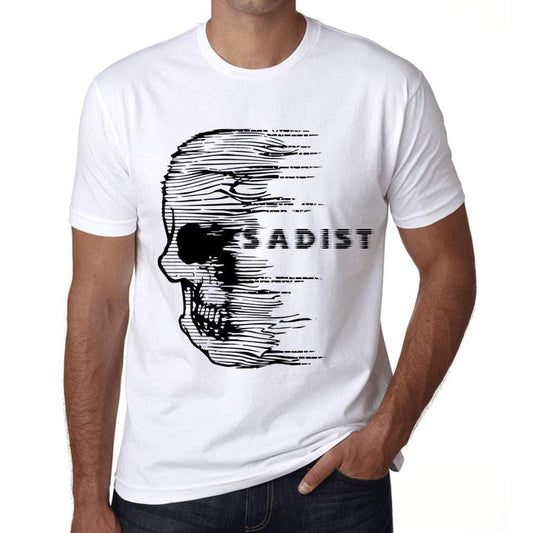 Homme T-Shirt Graphique Imprimé Vintage Tee Anxiety Skull SADIST Blanc