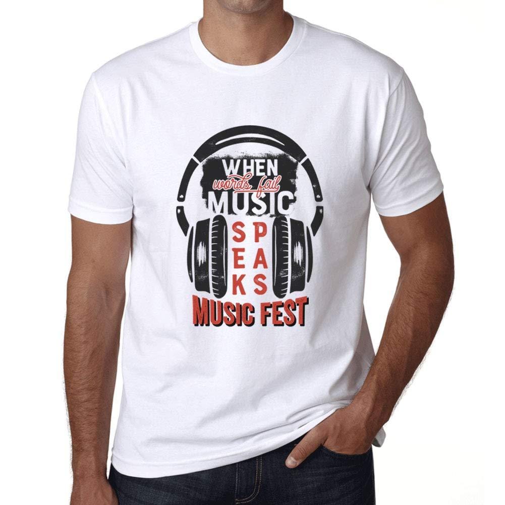 Ultrabasic Homme T-Shirt Graphique When Words Fail Music Speaks Blanc