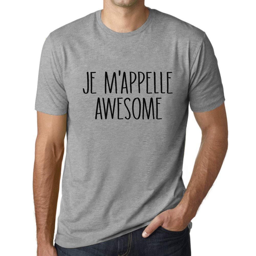 Ultrabasic - Homme Graphique Je m'appelle Awesome T-Shirt Blanc Lettre Gris Chiné