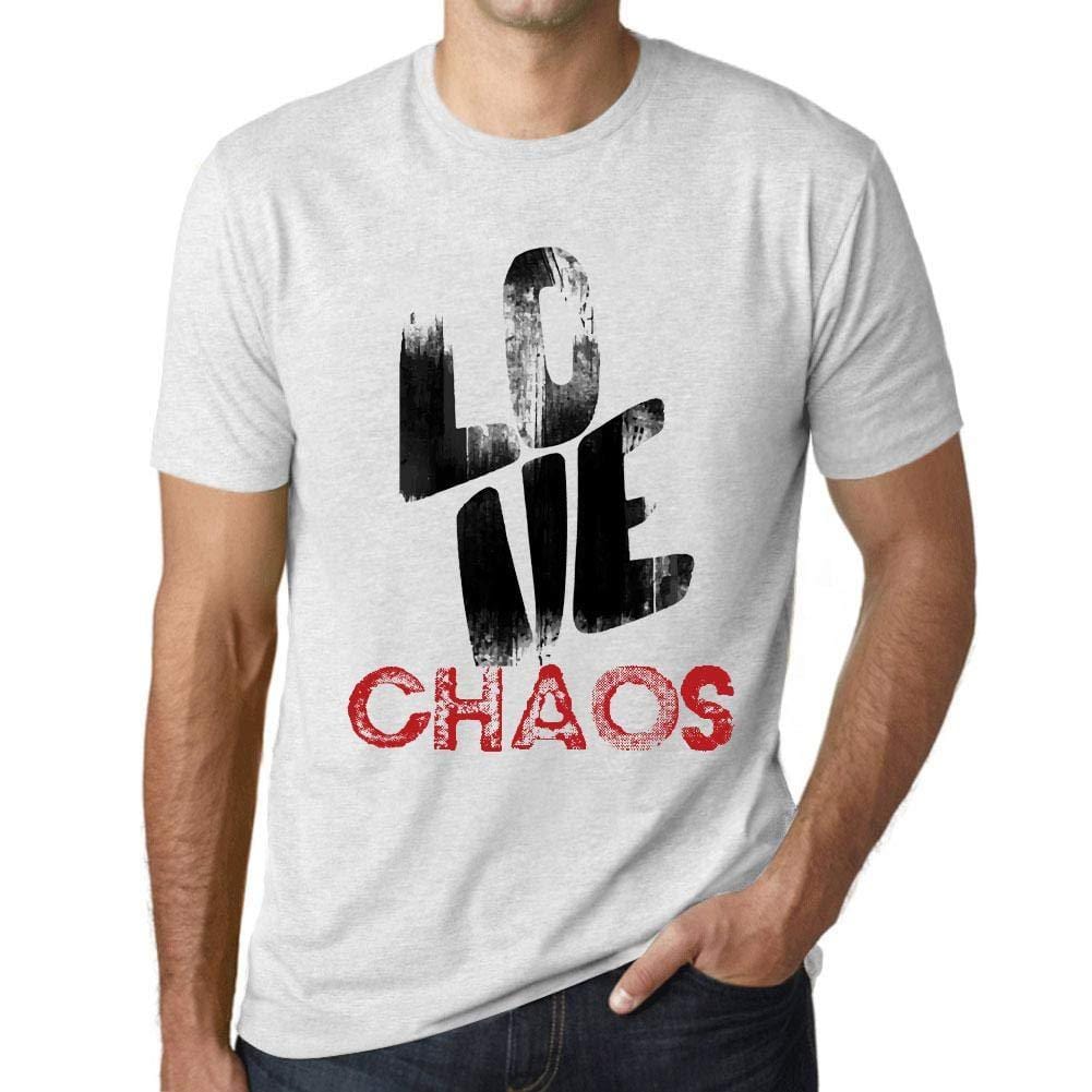 Ultrabasic - Homme T-Shirt Graphique Love Chaos Blanc Chiné