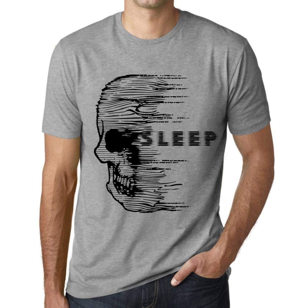 Homme T-Shirt Graphique Imprimé Vintage Tee Anxiety Skull Sleep Gris Chiné