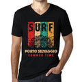 Men's Graphic T-Shirt V Neck Surf Summer Time PORTO SELVAGGIO Deep Black