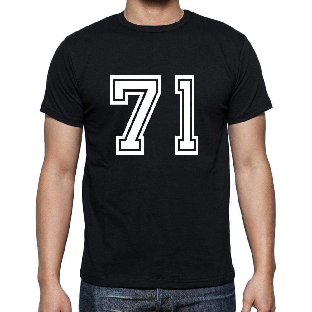 71 Numbers Black Mens Short Sleeve Round Neck T-Shirt 00116 - Casual