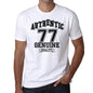 77 Authentic Genuine White Mens Short Sleeve Round Neck T-Shirt 00121 - White / S - Casual