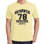 78 Authentic Genuine Yellow Mens Short Sleeve Round Neck T-Shirt 00119 - Yellow / S - Casual