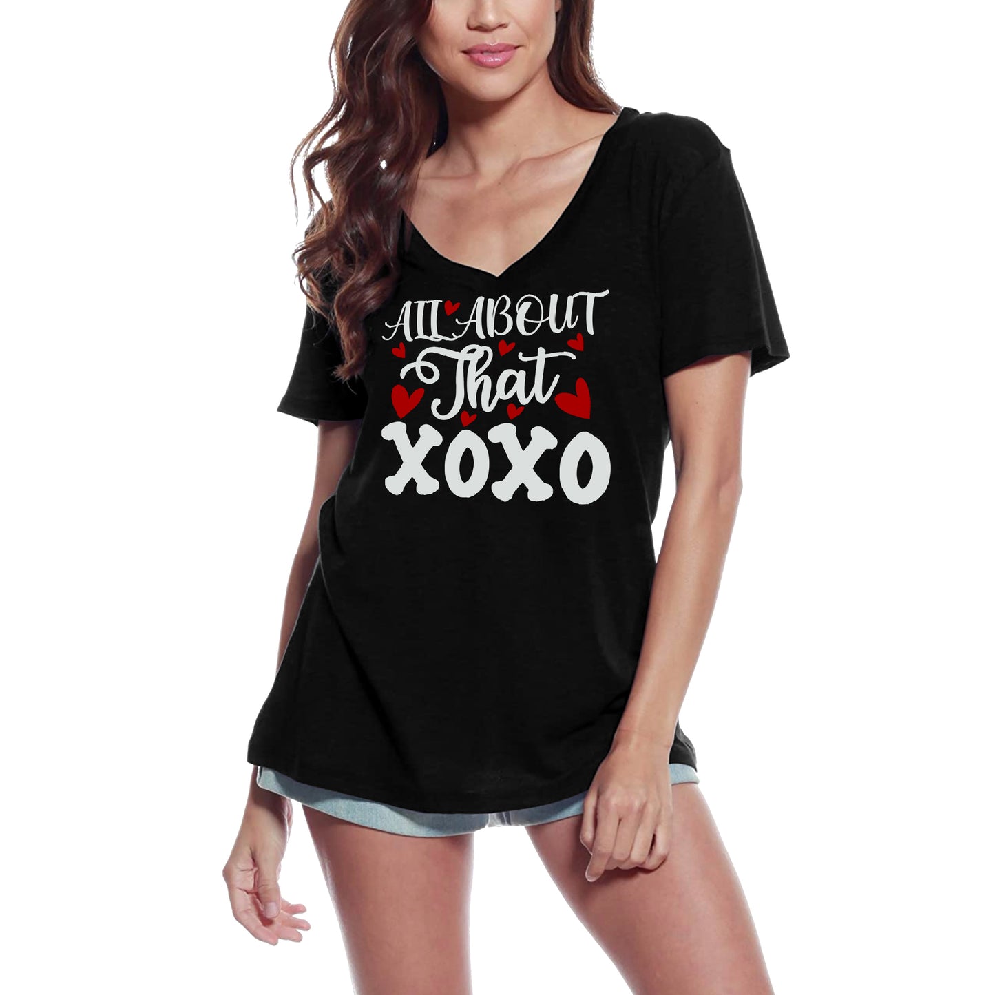 ULTRABASIC Women's T-Shirt All About That Xoxo - Hugs and Kisses Short Sleeve Tee Shirt Tops