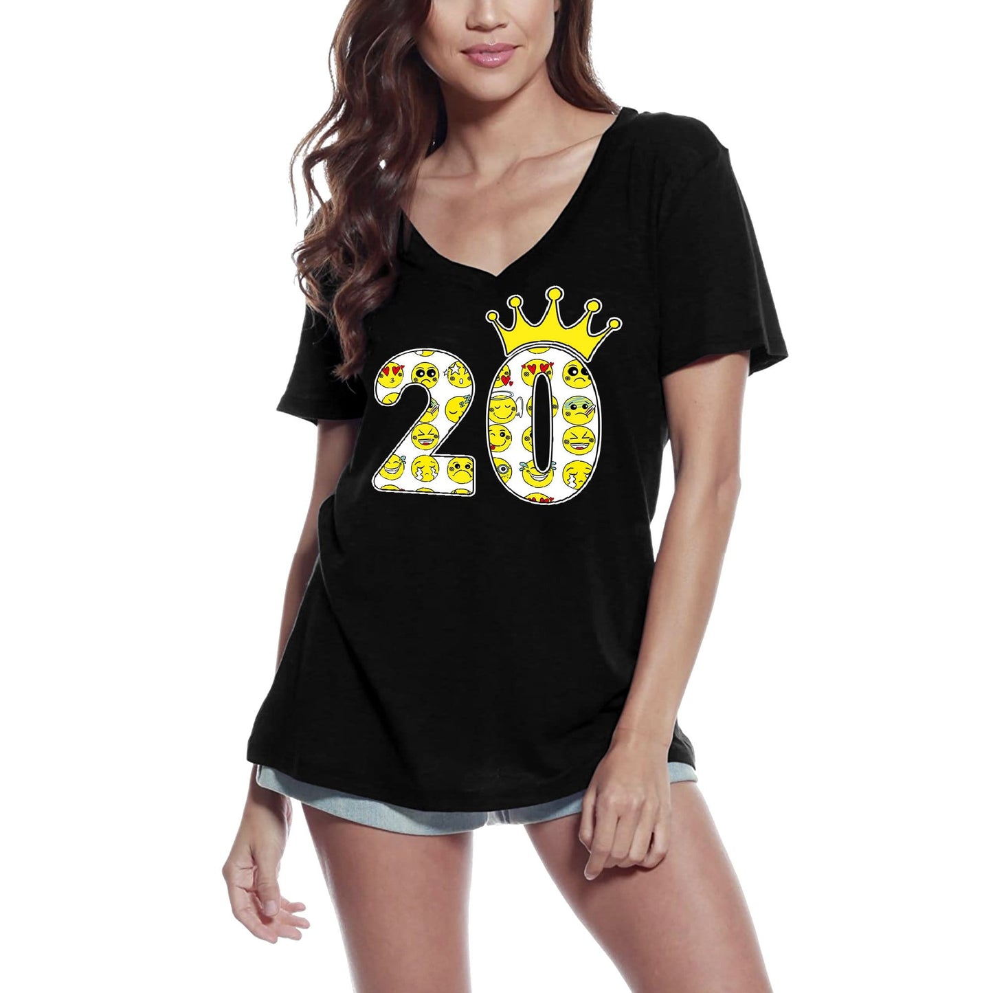 ULTRABASIC Women's T-Shirt Golden Crown 20 Years Old - 20th Birthday Shirt for Ladies