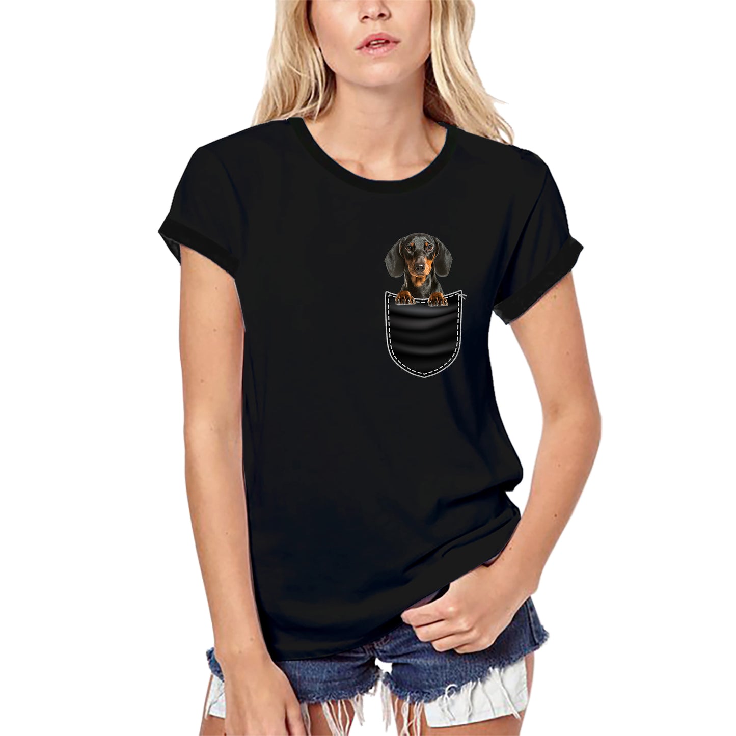 ULTRABASIC Graphic Women's T-Shirt Dachshund - Cute Dog In Your Pocket