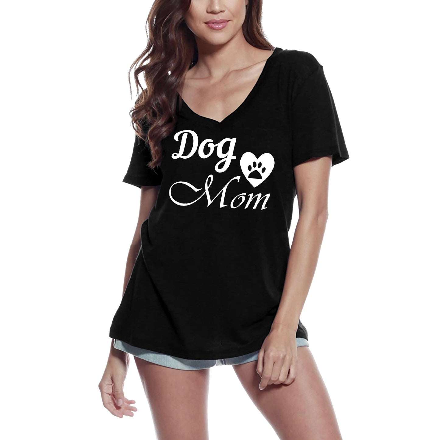 ULTRABASIC Women's T-Shirt Dog Mom - Cute Heart Paw Short Sleeve Tee Shirt Tops