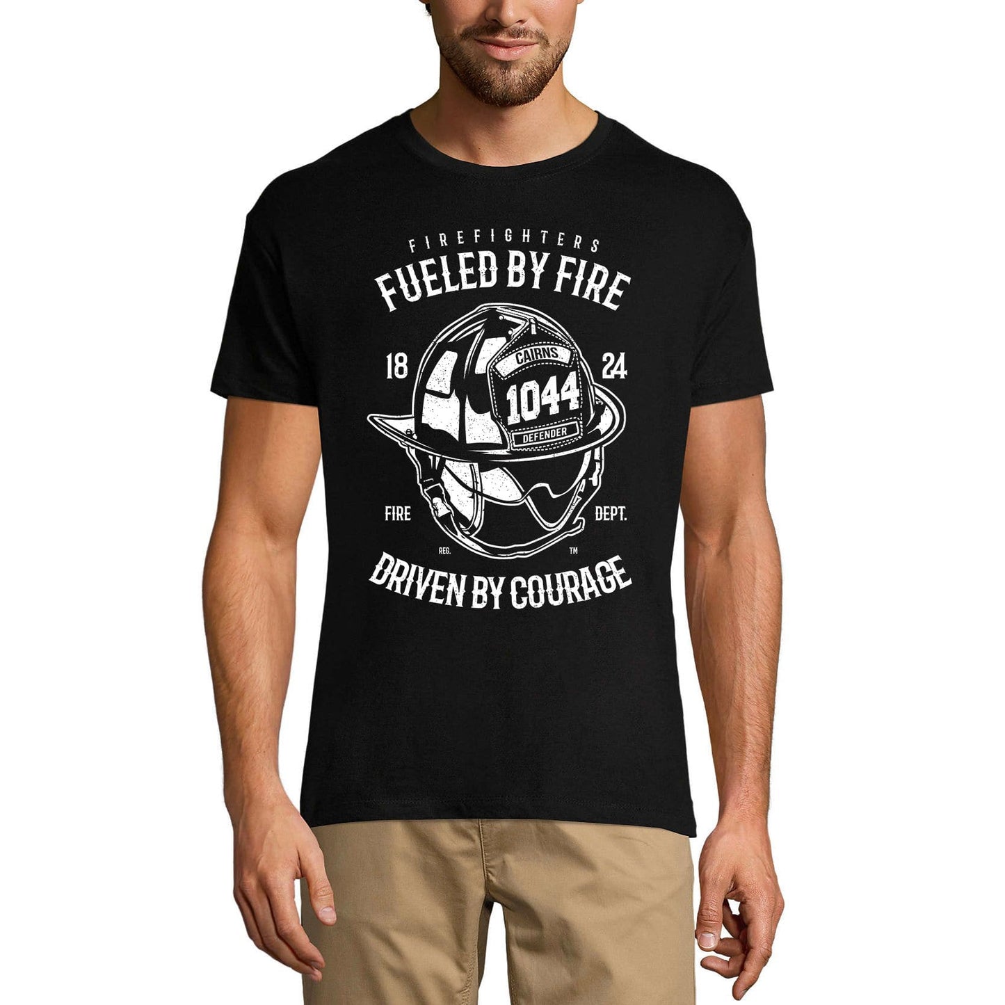 ULTRABASIC Men's T-Shirt Fire Fighters Fueled By Fire - Driven by Courage Tee Shirt