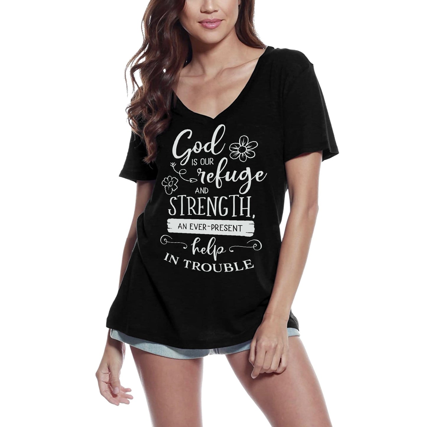 ULTRABASIC Women's T-Shirt God Is Our Refuge - Short Sleeve Tee Shirt Tops