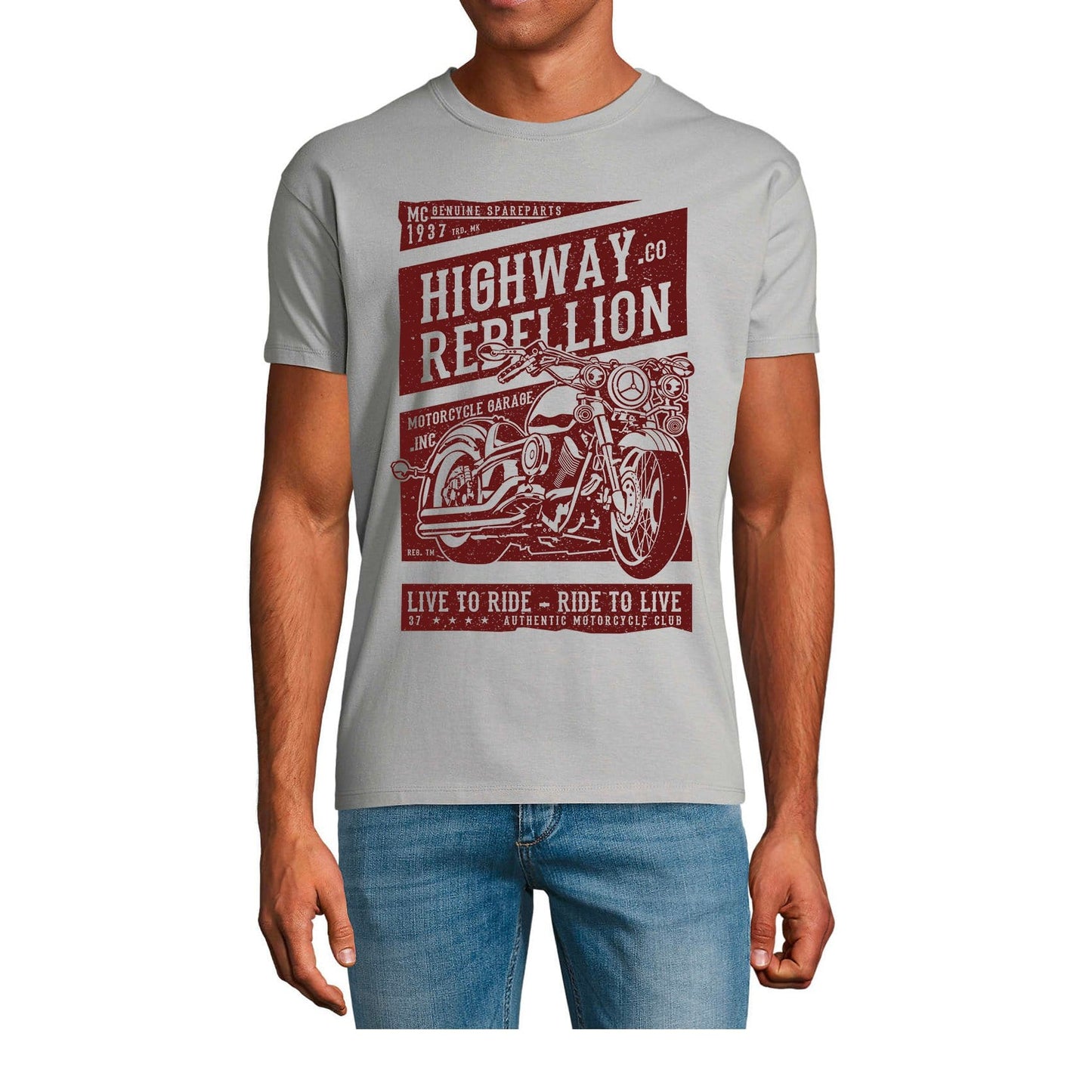 ULTRABASIC Men's T-Shirt Highway Rebellion Motorcycle - Live to Ride Tee Shirt