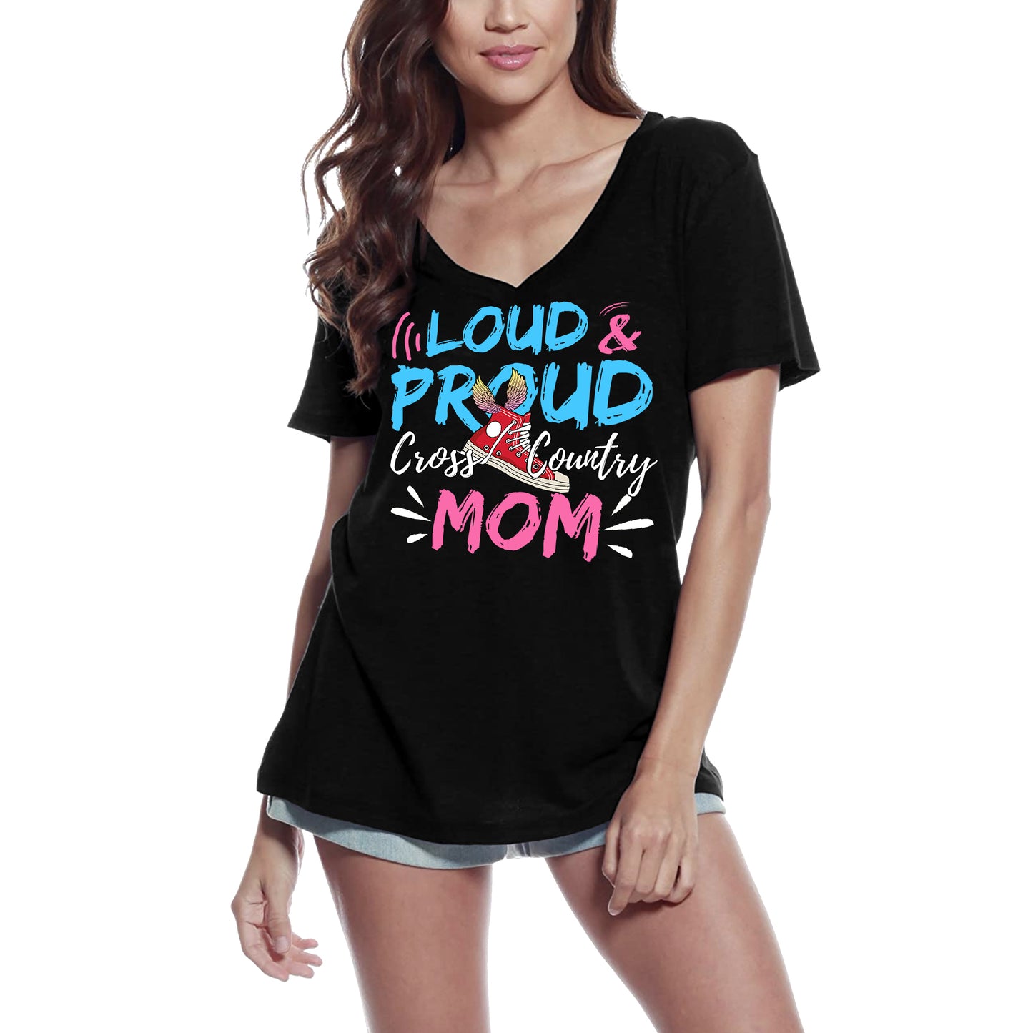 ULTRABASIC Women's T-Shirt Loud and Proud Cross Country Mom - Running Tee Shirt Tops