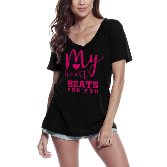 ULTRABASIC Women's T-Shirt My Heart Beats For You - Short Sleeve Tee Shirt Gift Tops