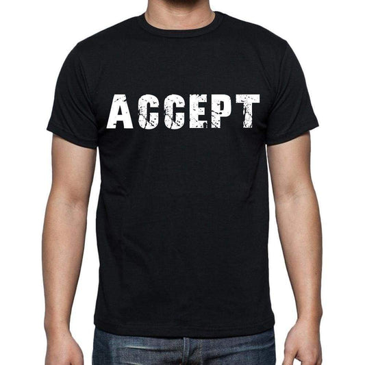 Accept White Letters Mens Short Sleeve Round Neck T-Shirt 00007