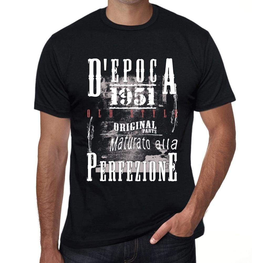 Aged To Perfection Italian 1951 Black Mens Short Sleeve Round Neck T-Shirt Gift T-Shirt 00355 - Black / Xs - Casual