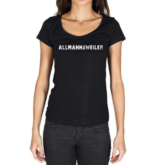 Allmannsweiler German Cities Black Womens Short Sleeve Round Neck T-Shirt 00002 - Casual
