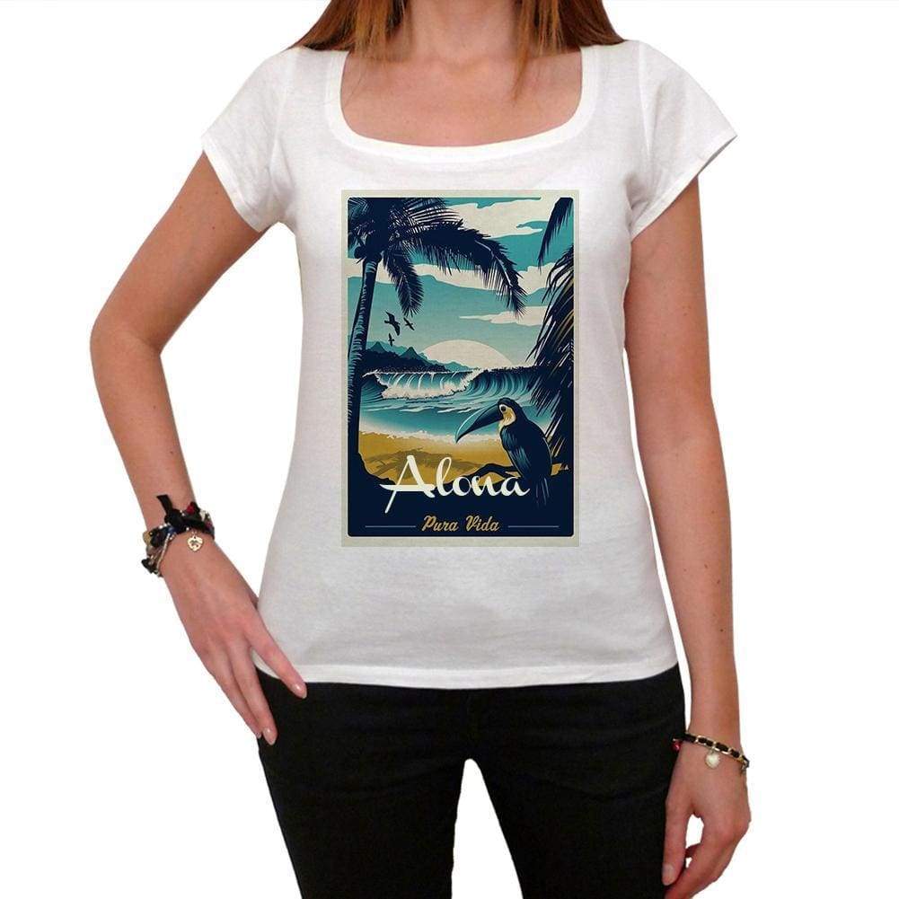 Alona Pura Vida Beach Name White Womens Short Sleeve Round Neck T-Shirt 00297 - White / Xs - Casual