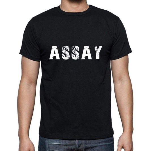 Assay Mens Short Sleeve Round Neck T-Shirt 5 Letters Black Word 00006 - Casual