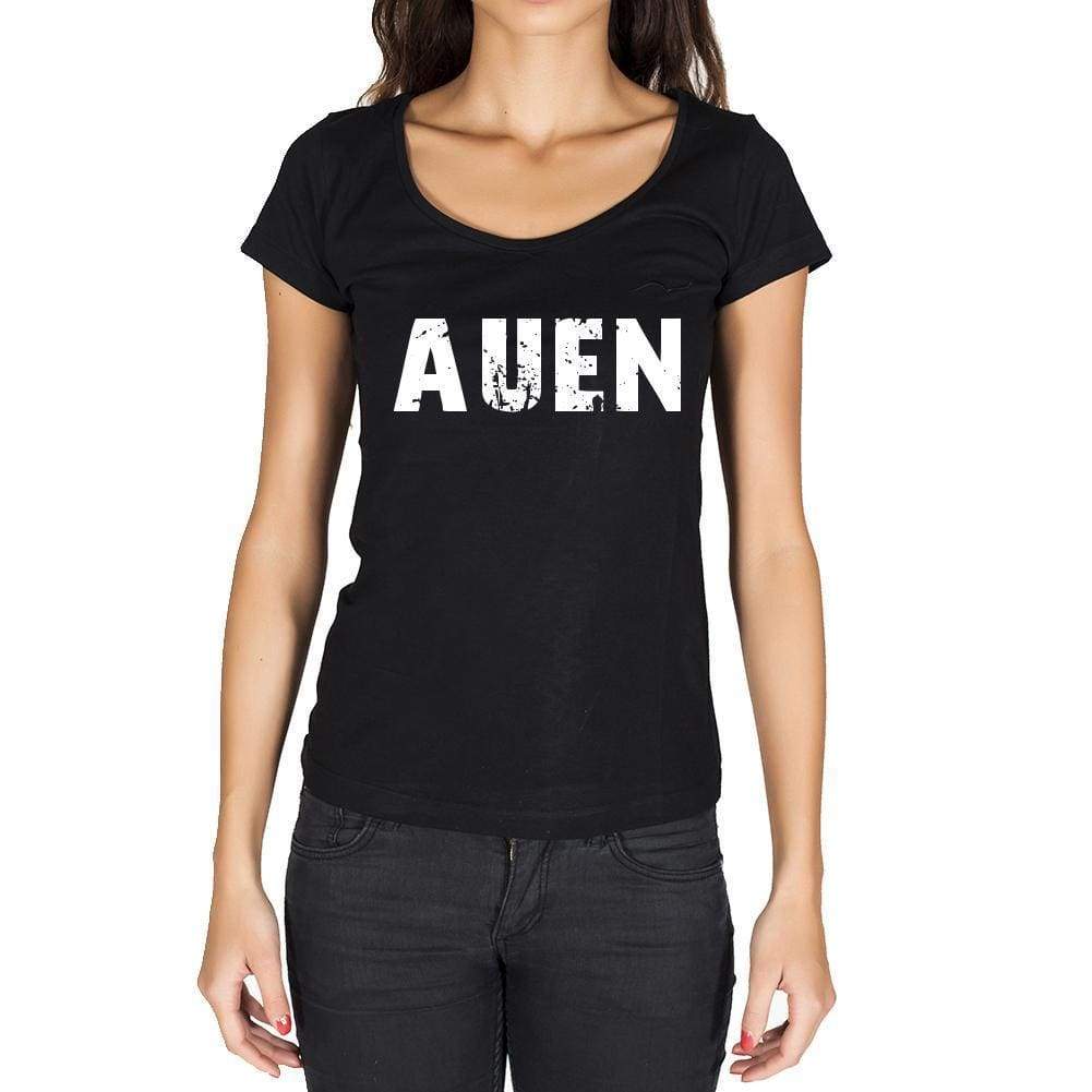 Auen German Cities Black Womens Short Sleeve Round Neck T-Shirt 00002 - Casual