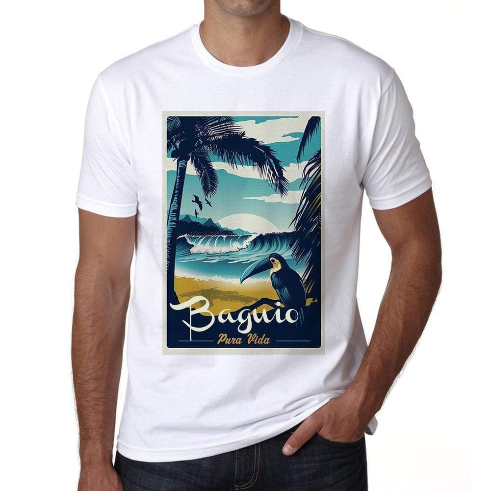 Baguio Pura Vida Beach Name White Mens Short Sleeve Round Neck T-Shirt 00292 - White / S - Casual