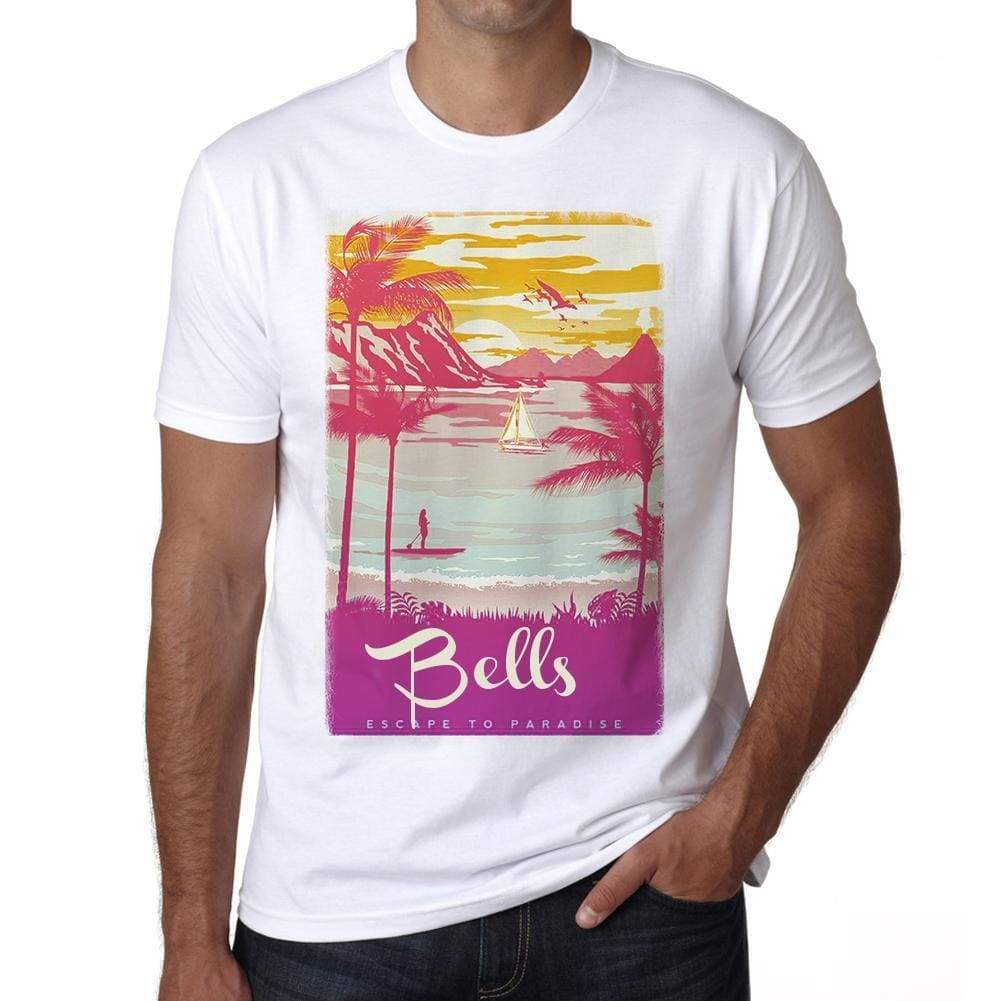 Bells Escape To Paradise White Mens Short Sleeve Round Neck T-Shirt 00281 - White / S - Casual