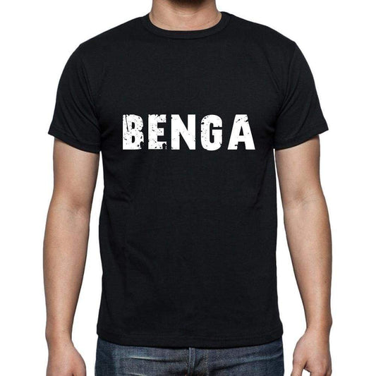 Benga Mens Short Sleeve Round Neck T-Shirt 5 Letters Black Word 00006 - Casual