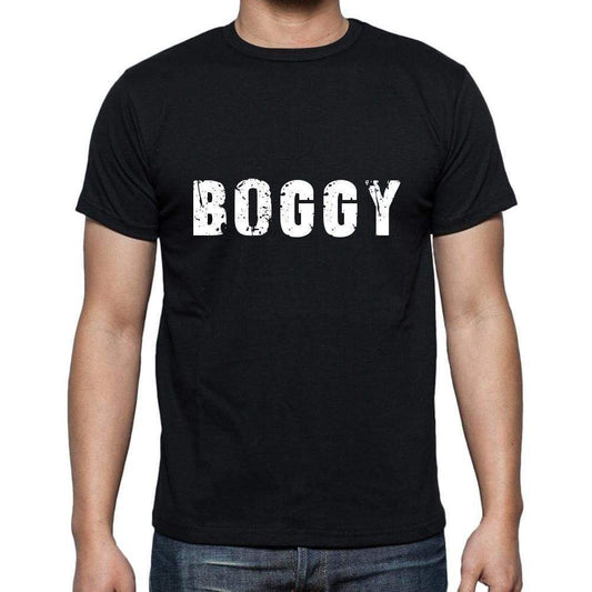 Boggy Mens Short Sleeve Round Neck T-Shirt 5 Letters Black Word 00006 - Casual