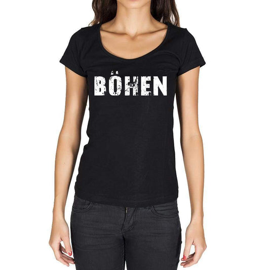 Böhen German Cities Black Womens Short Sleeve Round Neck T-Shirt 00002 - Casual