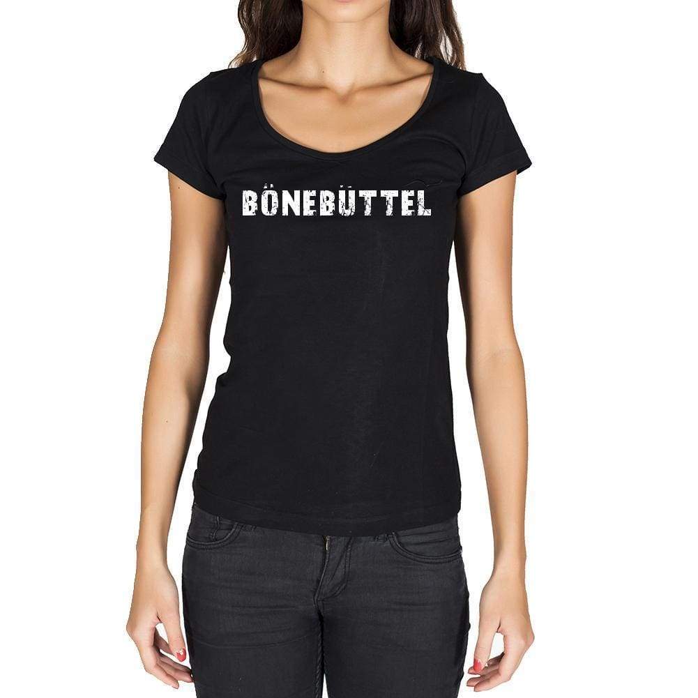 Bönebüttel German Cities Black Womens Short Sleeve Round Neck T-Shirt 00002 - Casual